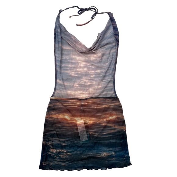 Jaded London Swim Sunset Dreamer Sheer Backless Mini Dress Medium Swim Cover Up - Picture 2 of 10